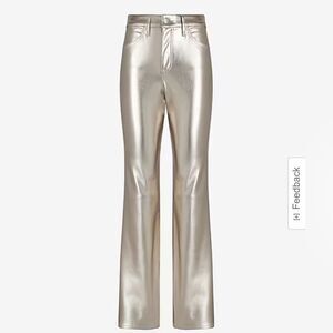 EXPRESS High Waisted Metallic Faux Leather Modern Straight Pant